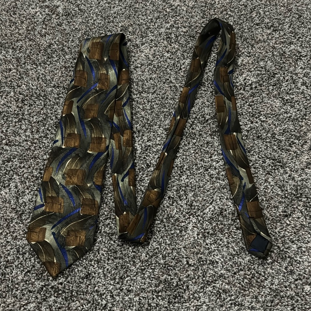 J. Garcia Extra Long Blue/Green/Brown Drummers Collection Neck Tie 100% Silk